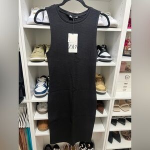 ZARA Black Ribbed Sleeveless Knit Top